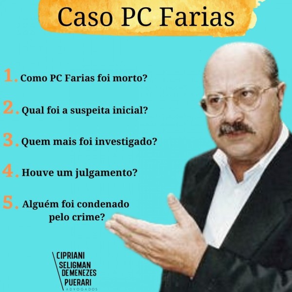 O intrigante caso PC Farias O intrigante caso PC Farias - Tesoureiro da campanha presidencial que elegeu Fernando Collor de Mello em 1989, Paulo César Farias teve uma atuação pública envolta em escândalos. Alvo de acusações de envolvimento em corrupção, ele teve uma morte polêmica como foi sua vida. PC Farias, como ficou conhecido nacionalmente, foi a personalidade-chave no escândalo de desvio de dinheiro conhecido como "esquema PC", que levou ao primeiro processo de impeachment de um presidente Brasileiro. Collor deixou o cargo em 1992.De acordo com reportagens publicadas na época, PC era testa de ferro de diversos esquemas de corrupção envolvendo o governo federal. No total, foram movimentados cerca de US$ 1 bilhão dos cofres públicos.Quatro anos depois de deflagrado o escândalo envolvendo o tesoureiro e o presidente da República, em 23 de junho de 1996, PC Farias foi encontrado morto, junto com a namorada, Suzana Marcolino, em um apartamento em Maceió. Investigações deram conta, em um primeiro momento, de que Suzana havia matado o namorado e se suicidado em seguida. O caso foi considerado oficialmente como um crime passional, mas investigações subsequentes mostravam uma terceira pessoa na cena do crime. O Ministério Público denunciou à Justiça os ex-seguranças de PC Adeildo dos Santos, Reinaldo Correia de Lima Filho, Josemar dos Santos e José Geraldo da Silva. A defesa recorreu até o STF que negou o último recurso em junho de 2011 decidindo que os quatro iriam a Júri Popular, o que ocorreu em maio de 2013.A conclusão do julgamento, em 10 de maio daquele ano, foi de que houve duplo assassinato, mas os jurados não apontam os autores dos crimes. Os quatro réus são absolvidos por clemência.LEIA MAISMorte do menino Evandro chcou o país em 1992Às vésperas do Dia das Mães, lembramos o Caso PedrinhoEm agosto de 2000, jornalista matou a ex-namoradaHá quase 10 anos, juíza Patrícia acioli foi assassinada na frente de casaHá 24 anos, o índio Galdino era assassinado